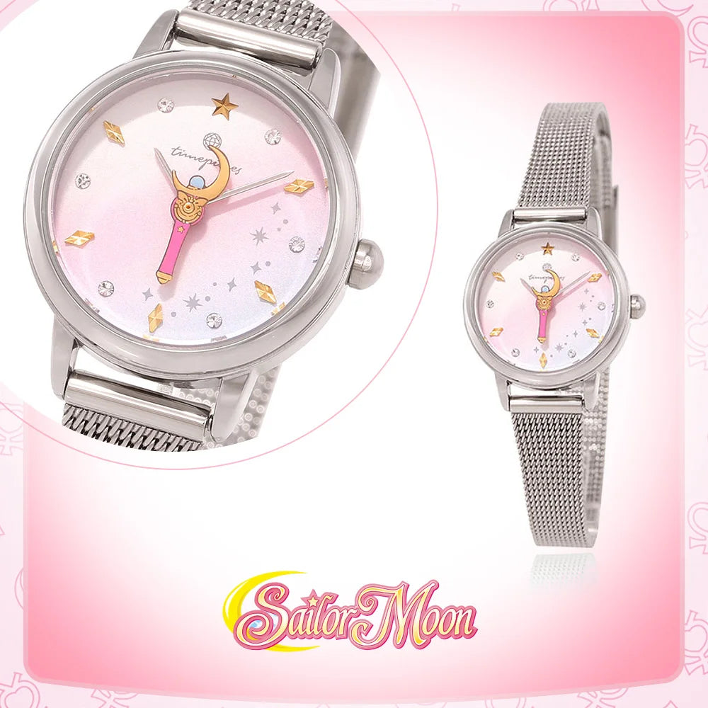 Celestial Prism Pearl Watch — Crescent Moon & Star Charm Quartz Bracelet Watch for Women