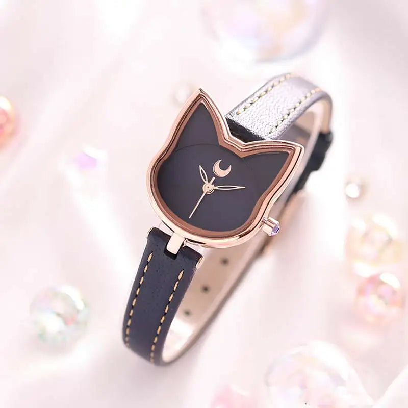 Celestial Prism Pearl Watch — Crescent Moon & Star Charm Quartz Bracelet Watch for Women