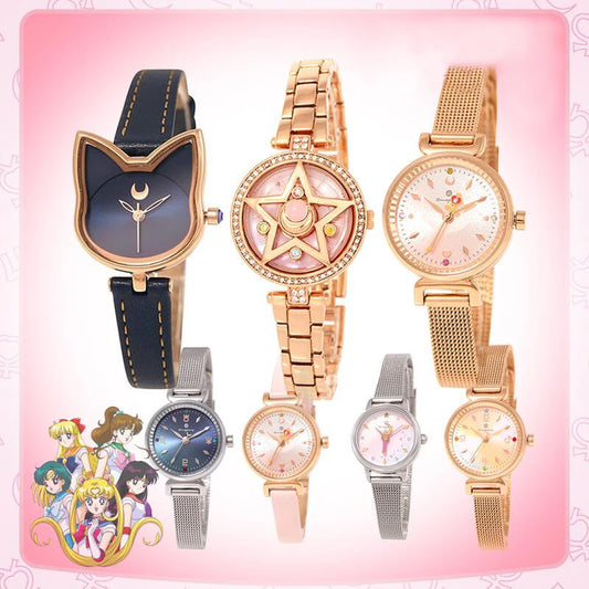 Celestial Prism Pearl Watch — Crescent Moon & Star Charm Quartz Bracelet Watch for Women