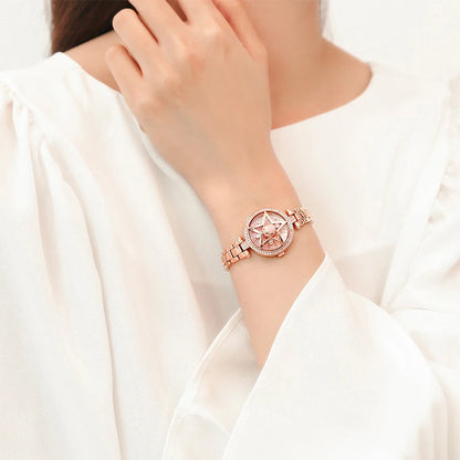 Celestial Prism Pearl Watch — Crescent Moon & Star Charm Quartz Bracelet Watch for Women