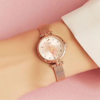 Celestial Prism Pearl Watch — Crescent Moon & Star Charm Quartz Bracelet Watch for Women