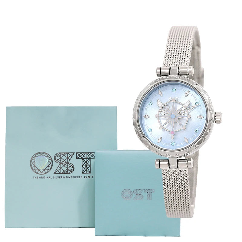 Celestial Prism Pearl Watch — Crescent Moon & Star Charm Quartz Bracelet Watch for Women